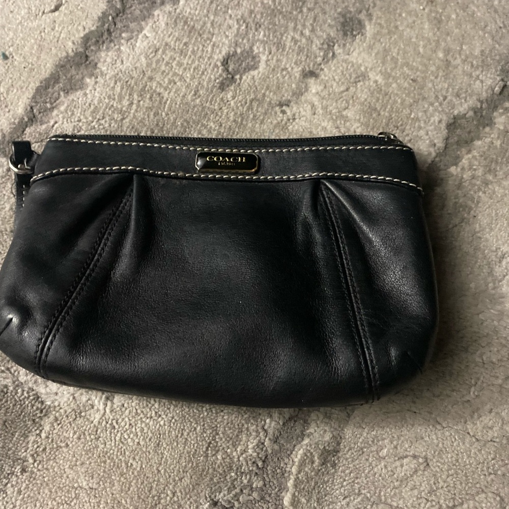 Authentic Coach wristlet black with silver hardware